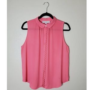 LOFT Ann Taylor Scalloped Button Down